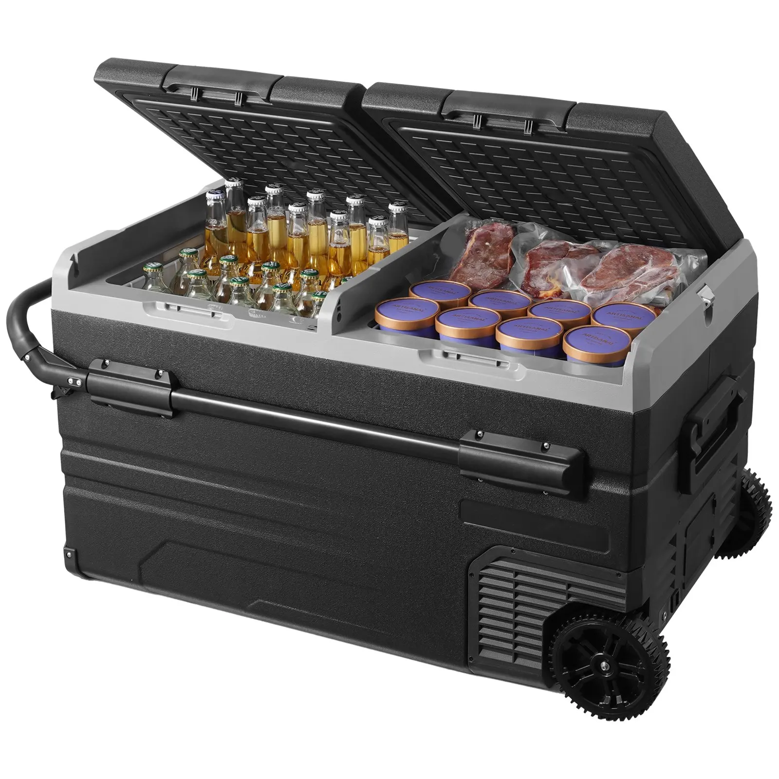 

Портативный автомобильный холодильник-морозильник с компрессором, 115 л, двухзонный, для автомобиля и дома