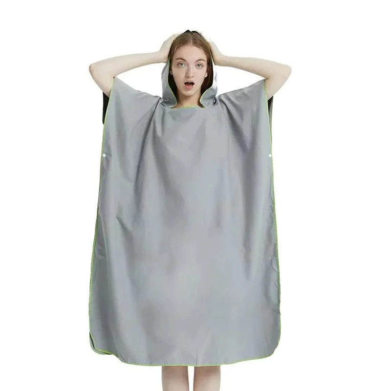 

Носимые полотенца с капюшоном из микрофибры для мужчин и женщин, быстросохнущие халаты для плавания, пляжа, путешествий, серфинга, сауны и дождевики