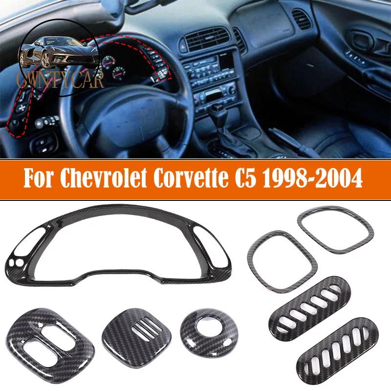 For Chevrolet Corvette C5 1998-2004 ABS Carbon Fiber Car Dashboard Frame Fog Light Switch Air Outlet Decorative Frame Trim