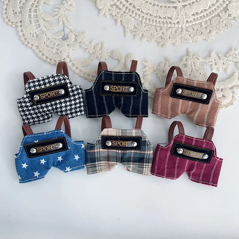 Para 10.5cm labubu 4.0 mini boneca listrado macacão conjunto brincalhão roupas diárias ropa labubu boneca acessórios presente de natal