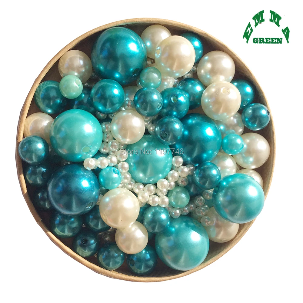 Pearl Beads for Jewelry Making Random Mix 3mm-20mm Random Colors 30pcs Colorful Round Acrylic Pearl with Hole for Chunky Jewelry