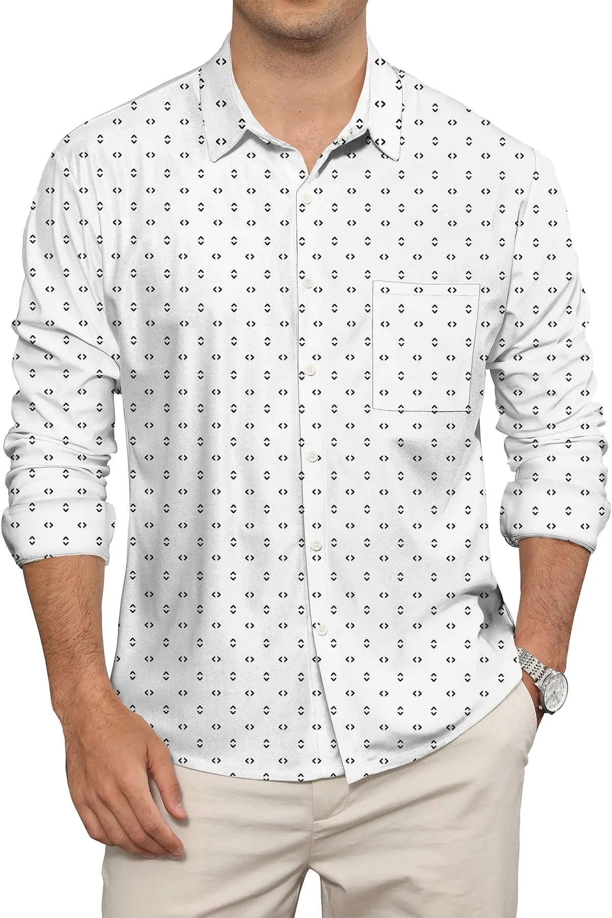 

KYKU Mens Long Sleeve Shirt: Fashion Button Down Casual Shirts for Men with Pocket