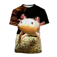 Animal Axolotl 3D Printing T-Shirt For Men Ladies Summer Casual Short Sleeve Oversized Tees Popular Round Neck Top Kids T Shirts