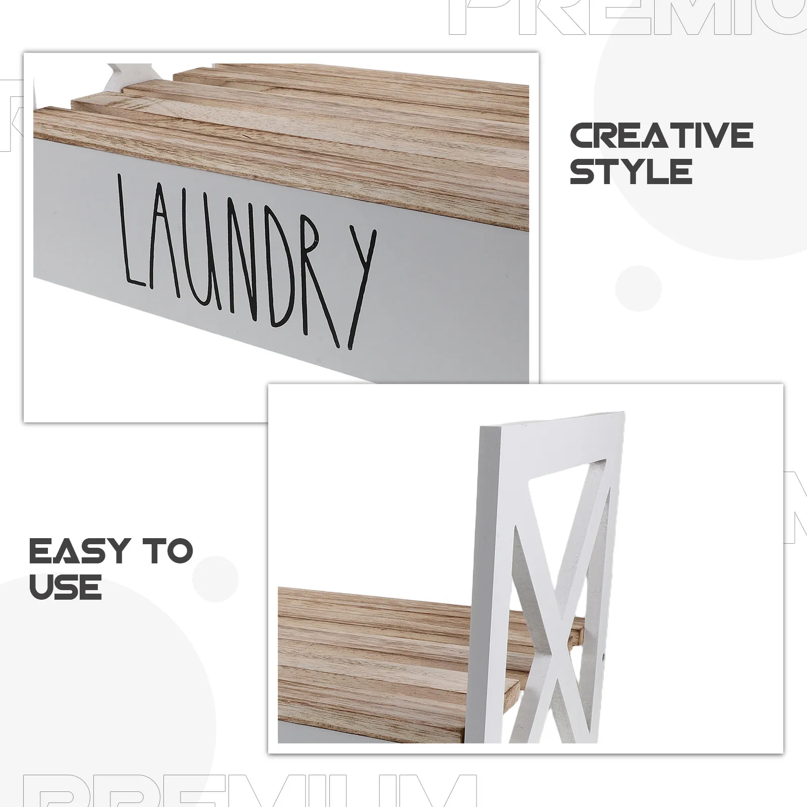 Wooden Laundry Detergent Holder Rack 15.4x9.5 Inch Liquid Soap Dispenser Stand Storage Shelf Organizer for Laundry Room