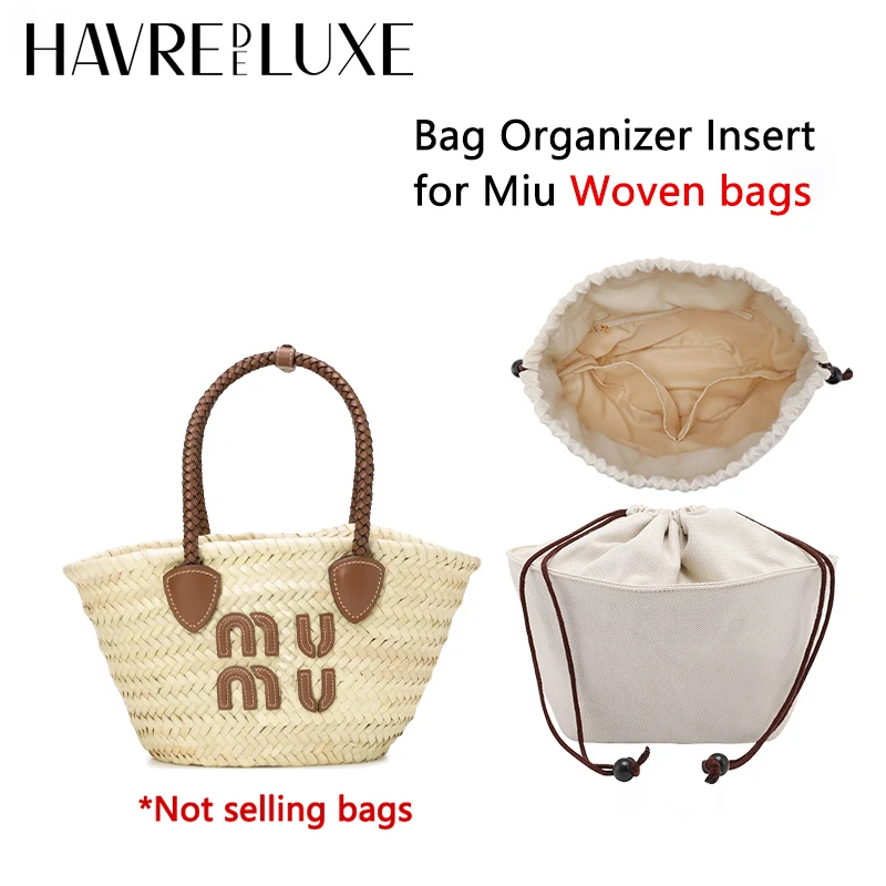 

Drawstring bag organizer insert bag charm for Basket straw woven bag support inner liner bags accessories