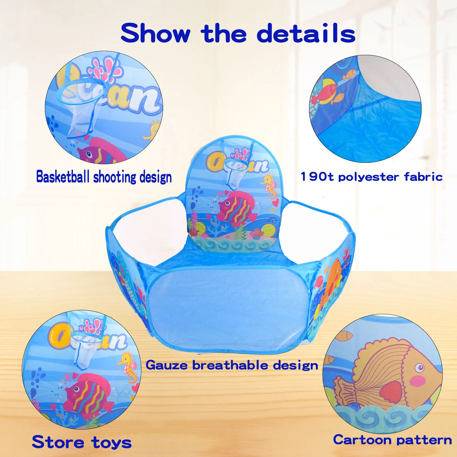 Piscina con palline oceaniche per bambini Giocattoli maschili e femminili Recinzione per bambini Piscina Bobo Comoda tenda pieghevole per piscina con palline da tiro per interni