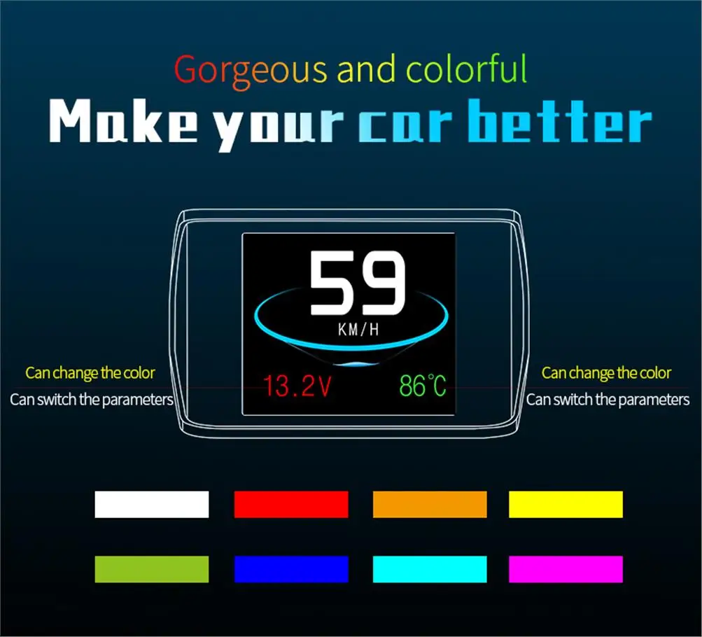 Auto-OBD-Messgerät Smart Head-Up-Display P10 P10-Pro für HUD-Bordcomputer, Geschwindigkeit, Drehzahl, Wassertemperatur, Kraftstoffverbrauch, Turbinendruck – Detail 9