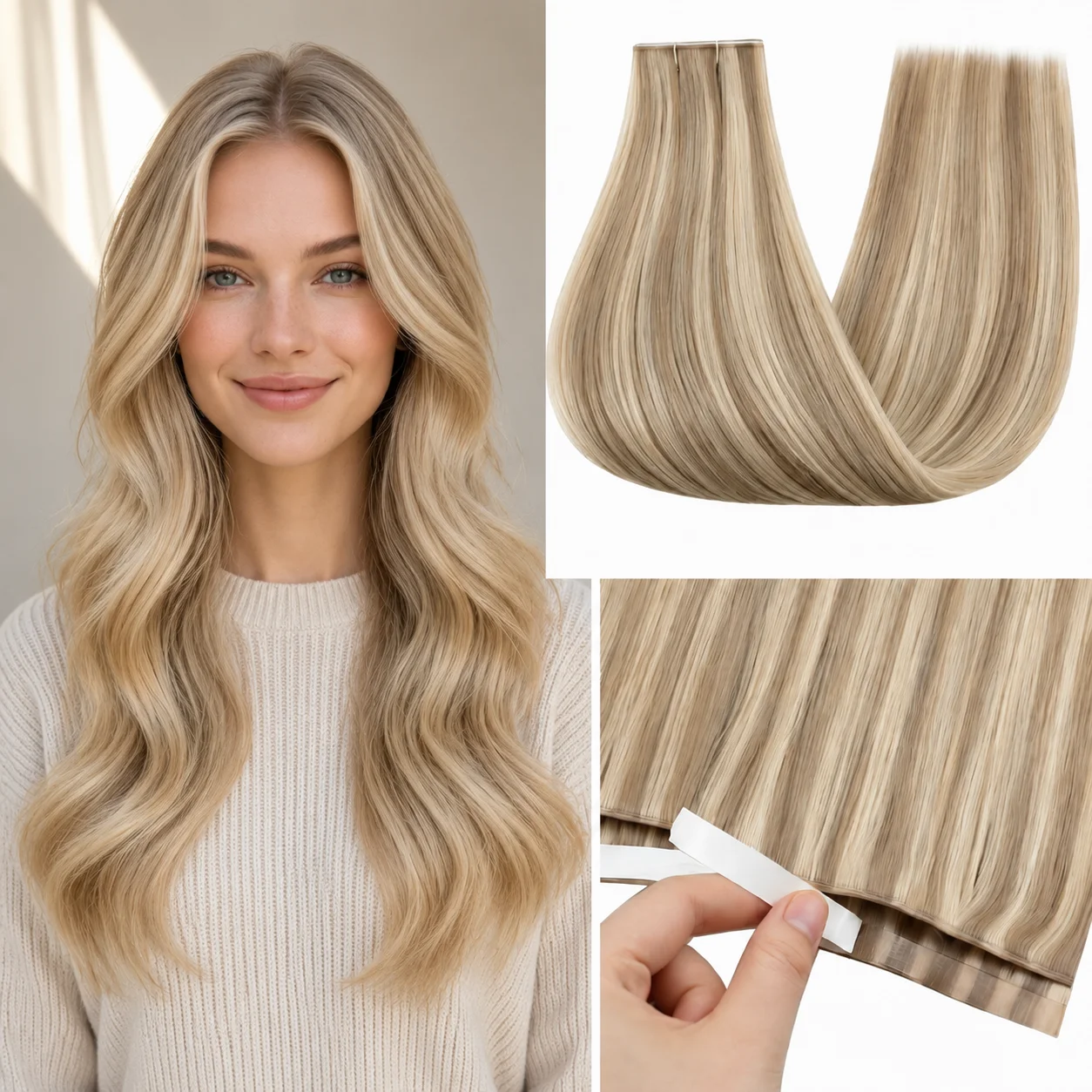 VeSunny Remy Human Hair Tape In Extensions Genius Weft PU Tape  Hair Extension 50g One Piece Invisible Seamless  for Women