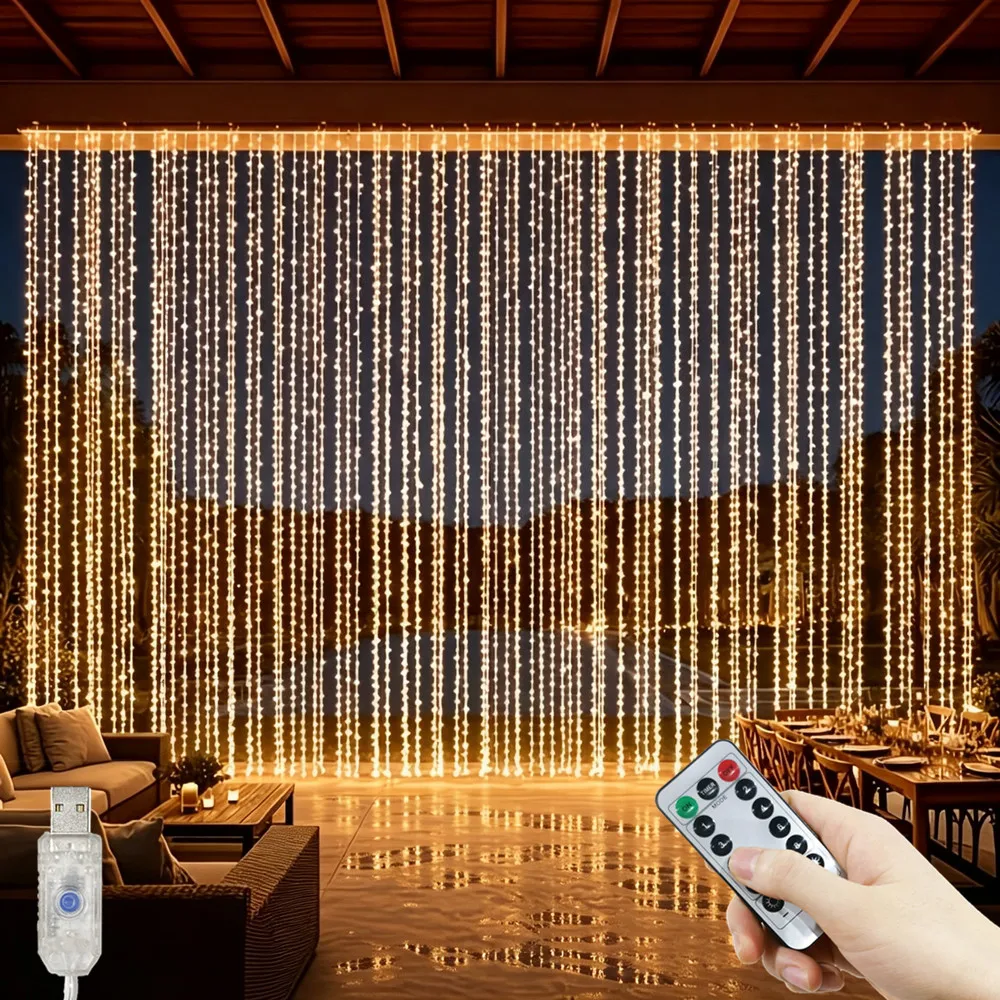 Bedroom Wedding Party Valentine's Day Christmas Lights USB Plug 8 Modes Curtain LED Lights String Holiday Halloween Decoration