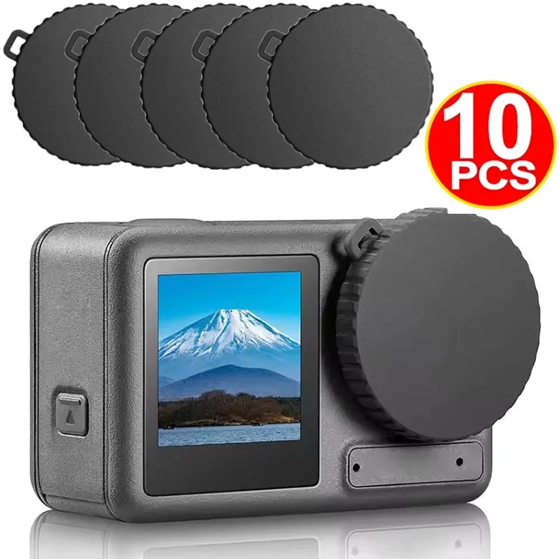 10-1PCS Camera Lens Cap for DJI Osmo Action 3 4 5 Pro Black Lens Protector Silicone Dust-proof Camera Cover for DJI Action 5Pro