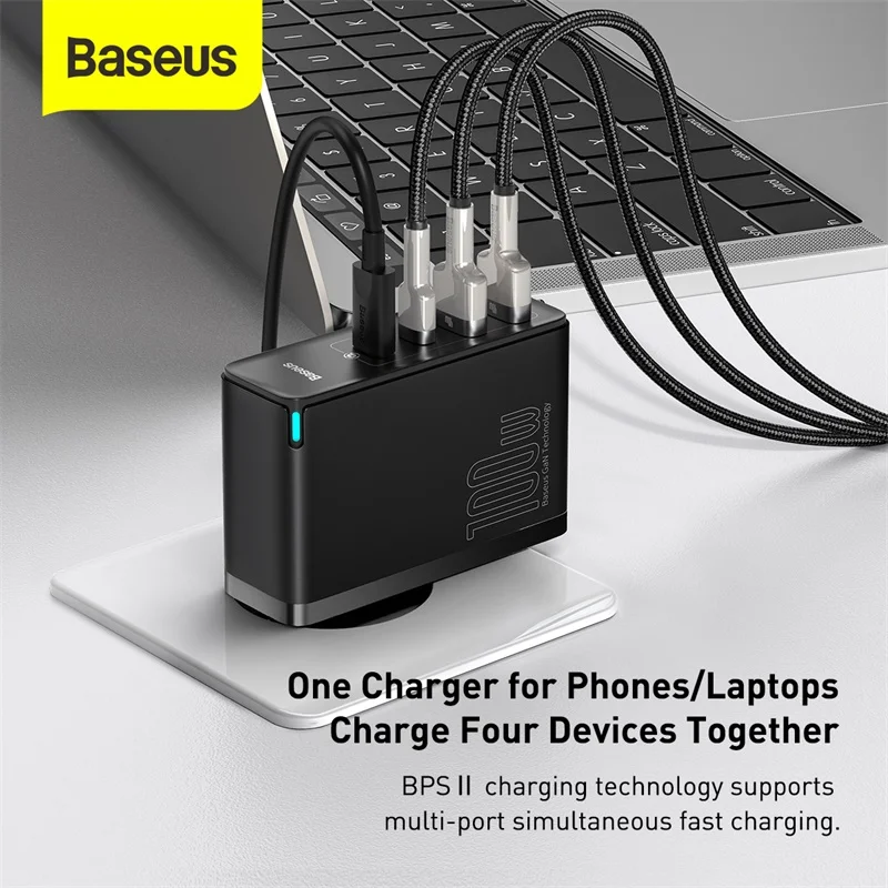 Baseus 100W GaN USB Type C Charger PD QC Quick Charge 4.0 3.0 Type-C Fast Charging For iPhone 14 13 12 Xiaomi Macbook Pro Laptop