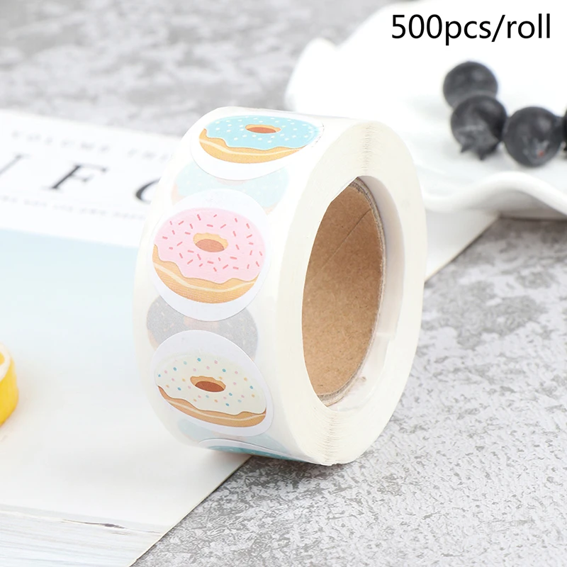 500pcs/roll Donuts Thank You Sticker For Seal Labels Gift Packaging Stationery