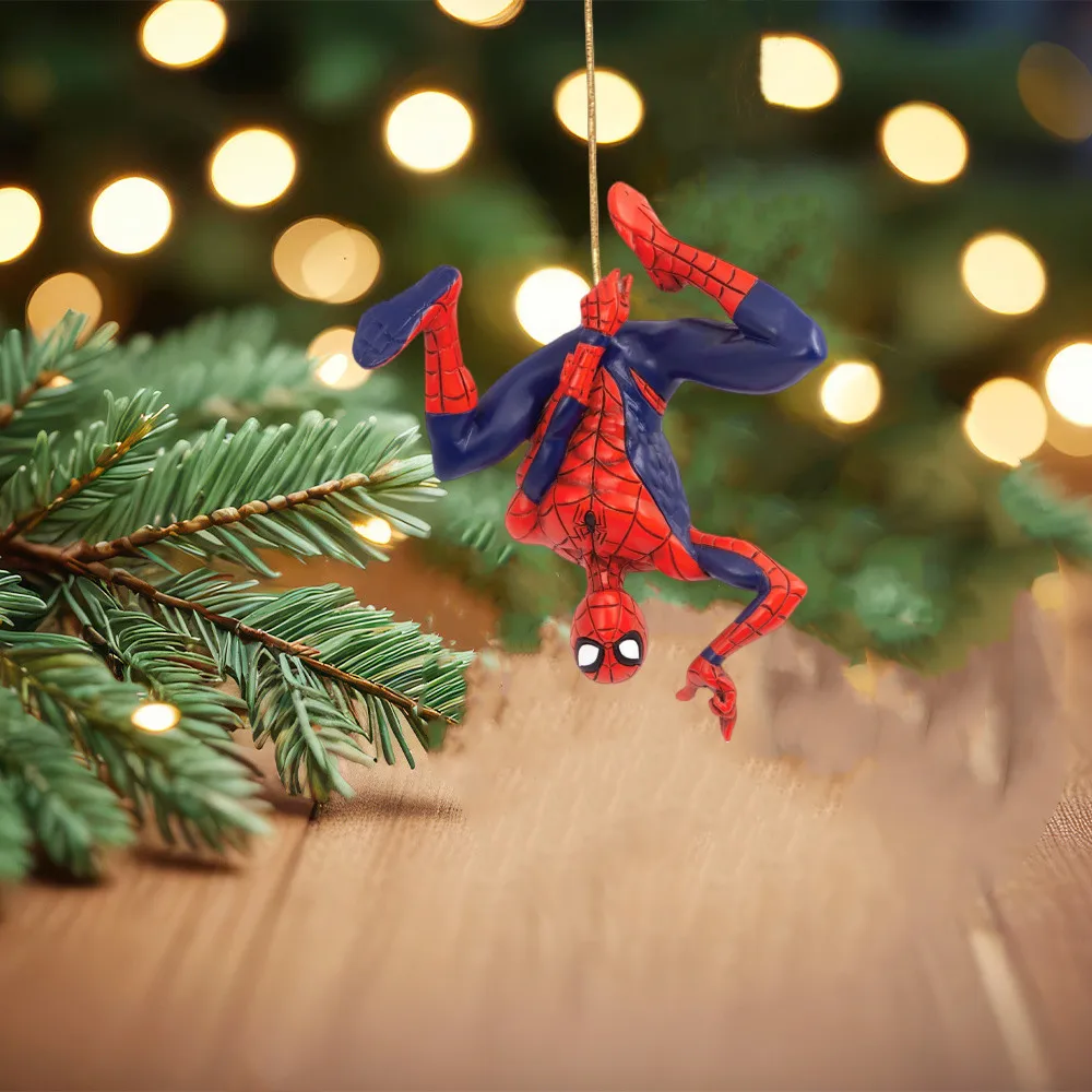 2D Marvel Spiderman Anime Figure Christmas Ornaments Hulk Anime Acrylic Plane Christmas Tree Decoration Home Decor Kid Toy Gifts