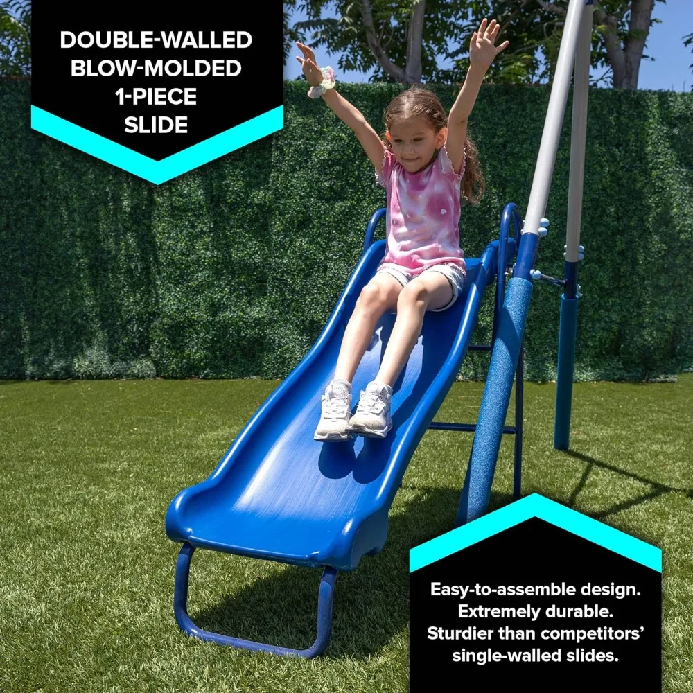 Swing Sets, 2 Non-slip Swing Seats, 1 Trapeze Bar, 1 Two-person Glider, All Swings Chains Are Adjustable, Outdoor Swing