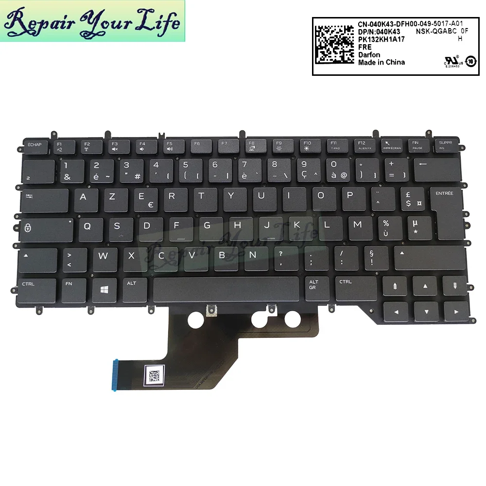 

French AZERTY Backlit Keyboard for DELL Alienware M15 R2 040K43 FR Laptop Keyboards Light Backlight New CN-040K43 40K43