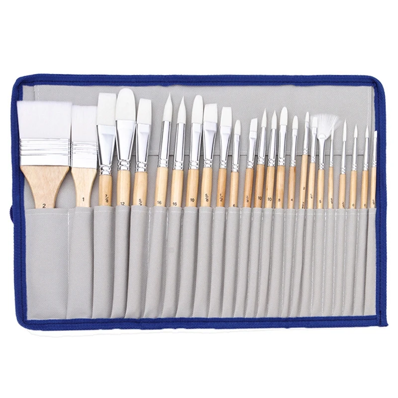 

Basics Paint Brush Set Multi-Shaped Nylon Paint Brushes For Acrylic Oil Watercolor Gouache 24-Piece Brush Paint