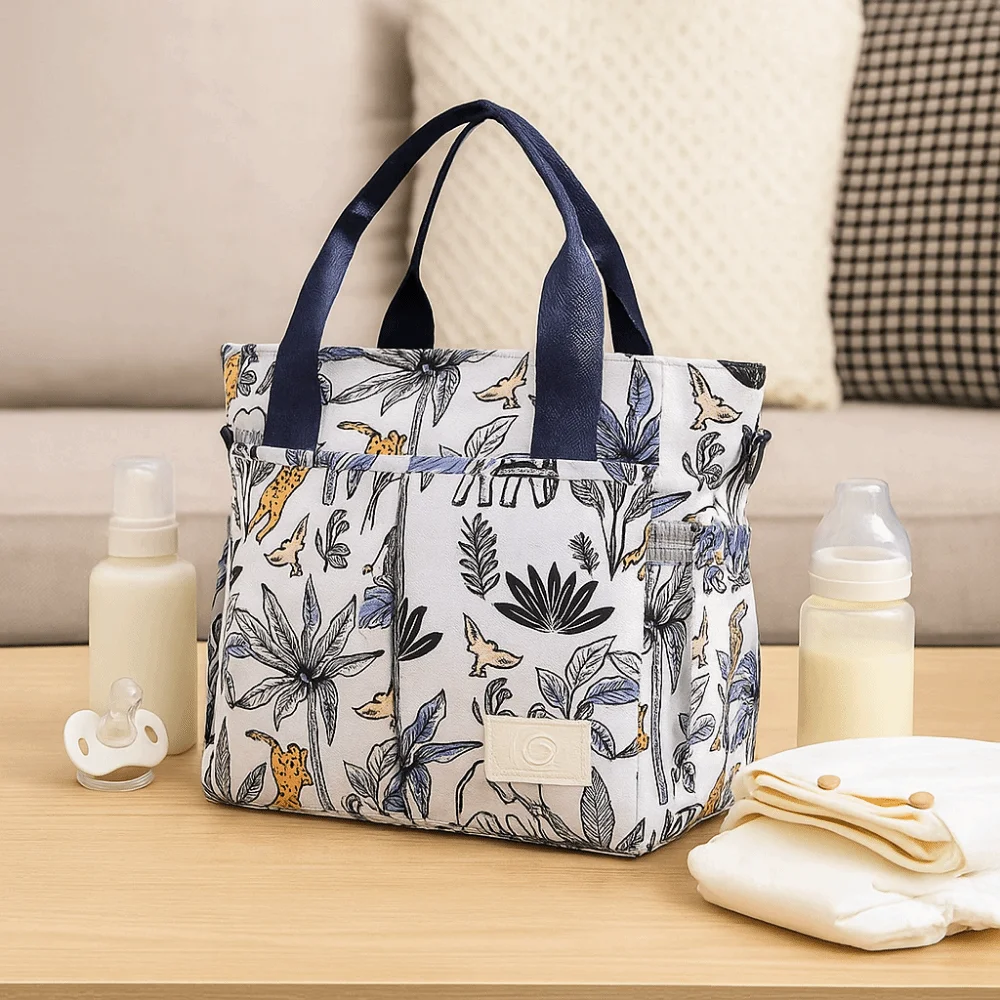 

Multifunctional Printed Mommy Bag Large Capacity Waterproof Baby Nappy Bag Lightweight Wide Opening Baby Care Bag for Babies