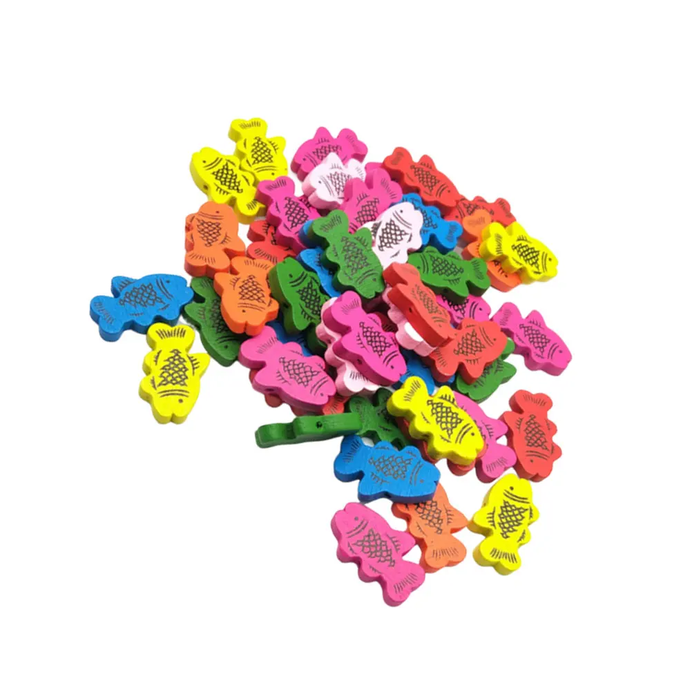 

100Pcs Fish Shaped Wooden Beads DIY Crafts Accessories Safe Material Jewelry Making Creative Bracelets Necklaces
