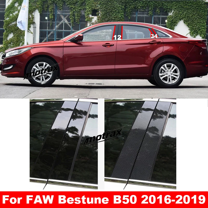 Car Window Door Column B C Pillar Post Cover for FAW Bestune Besturn B50 2016-2019 Glossy Trim Protective Sticker Accessories