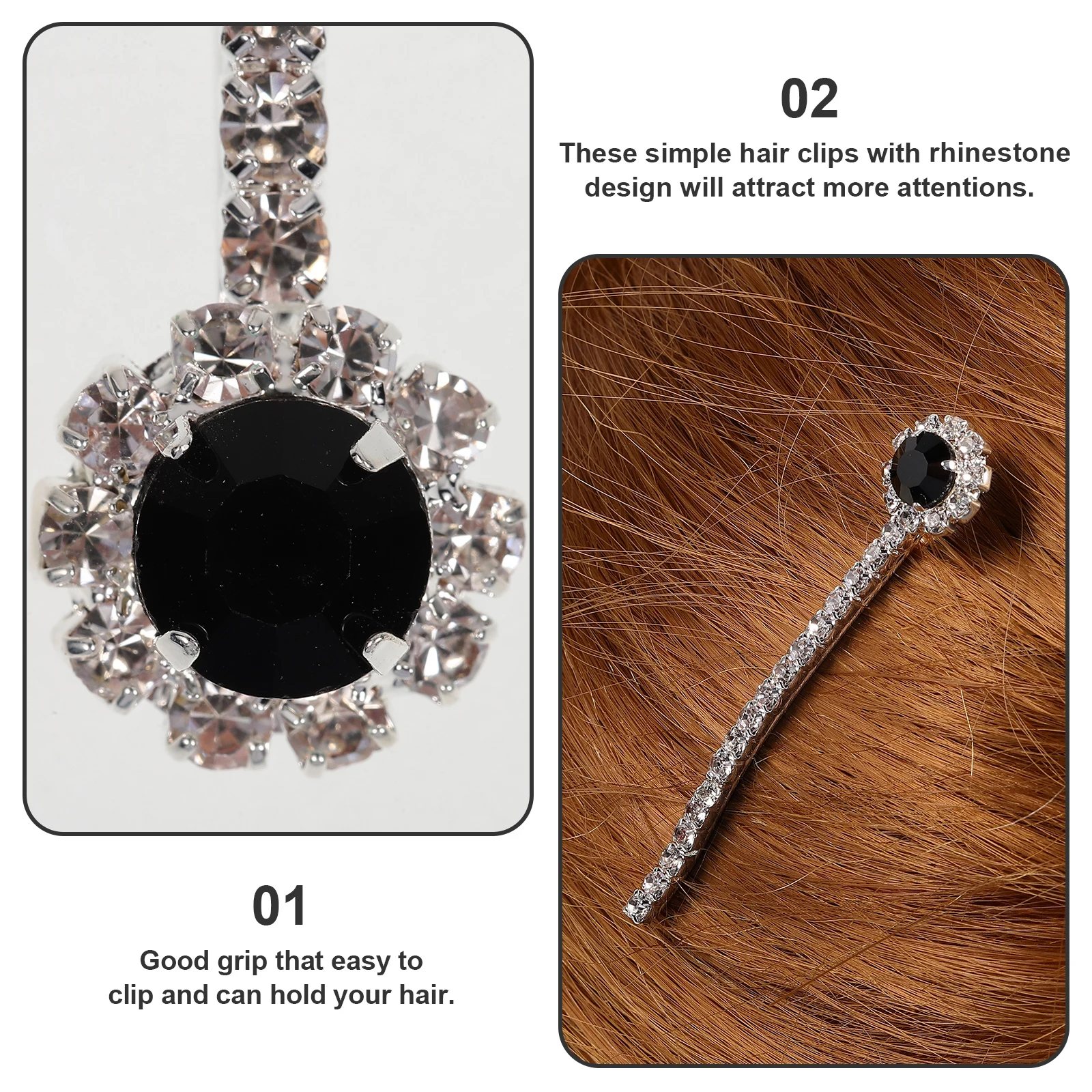 

6 Pcs Rhinestone Hair Clips Women Sparkling Bobby Barrettes Strong Grip Wedding Daily Use Girl Accessories