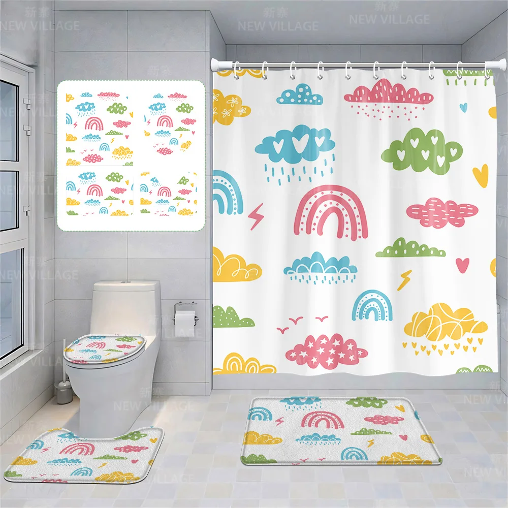 

Шторы для домашнего душа, декоративные водонепроницаемые тканевые Нескользящие коврики для ванной, занавеска с поглощением воды, в современном скандинавском стиле, с радугой