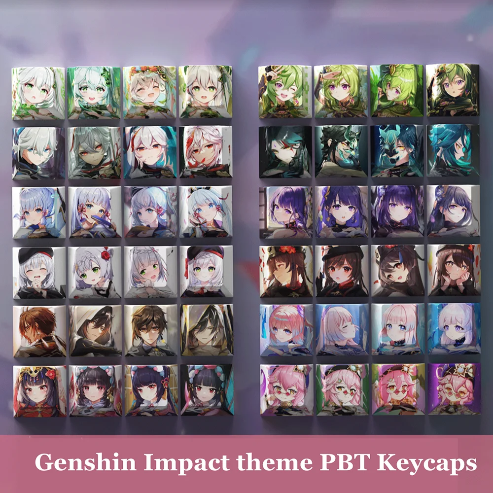 Teclados Genshin Impact, Nahida, Klee, Xiao, Venti, Acessórios para Teclado, Cinco Lados, Altura cereja, Anime Print, Decoração, R4