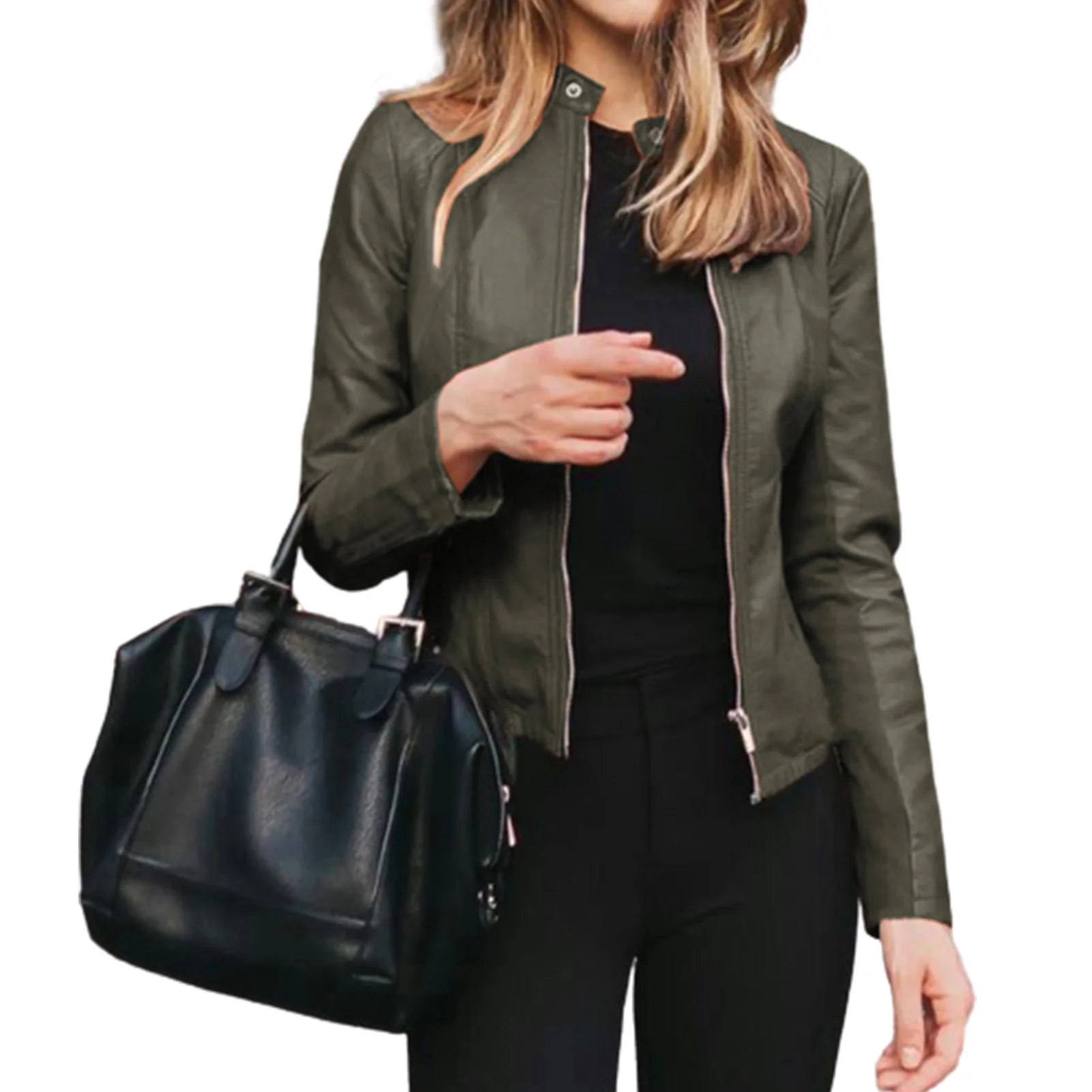 

Women's Faux Leather Short Jackets Women Loose PU Leather Jacket for Women Girls Ladies Female