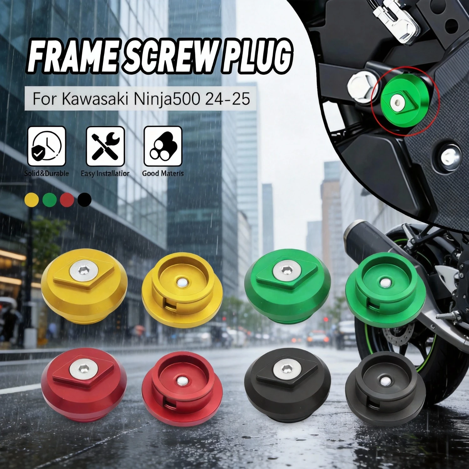 

Motorcycle Accessories Fairing Bolt Screw Frame Hole Cover Cap Decorative Cover For Kawasaki Ninja500 Ninja-500 2024