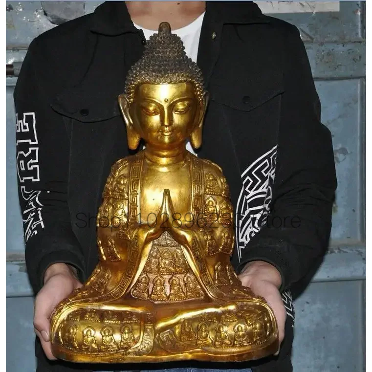 

17" Old Tibetan Buddhism Bronze gilt Sakyamuni Shakyamuni Amitabha Buddha Statue