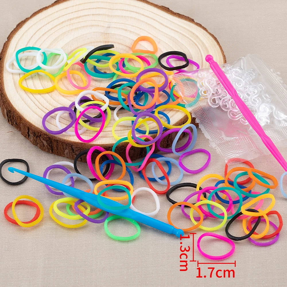 Creative Colorful Loom Bands Set Rainbow Bracelet Making Kit with Crochet Hook DIY Rubber Band Woven Bracelet Gifts