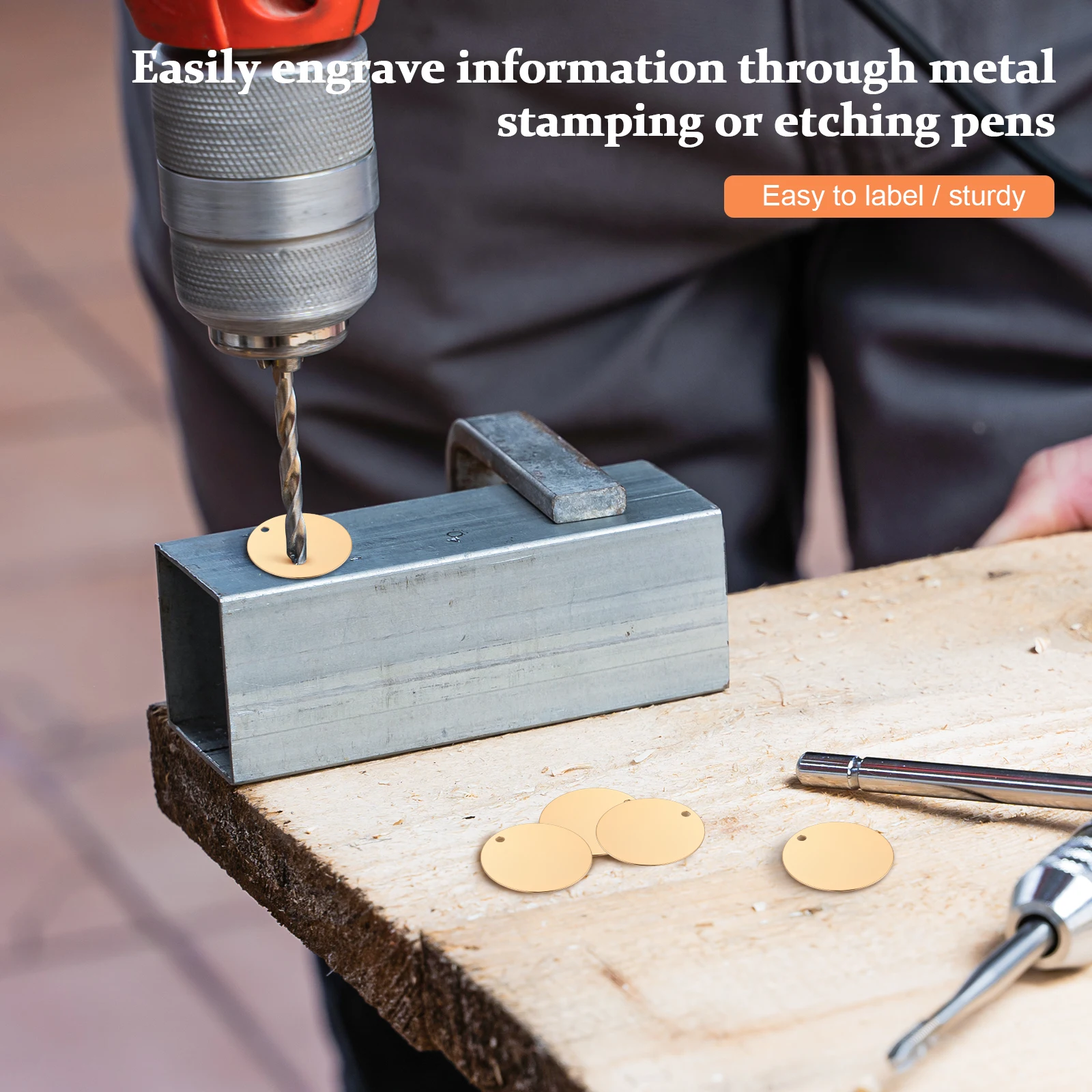 10 Stück Edelstahl runde leere Charms Anhänger flache Scheibenanhänger Loch Metallkreise für Schmuck Handwerk Gravur Stempelrohlinge