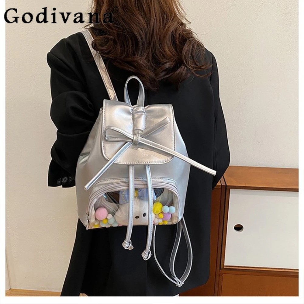 Sweet Leather Shoulder Bag Bolso Transparent Kawaii Itabag Black Backpack Crossbody Bags Students Handbags