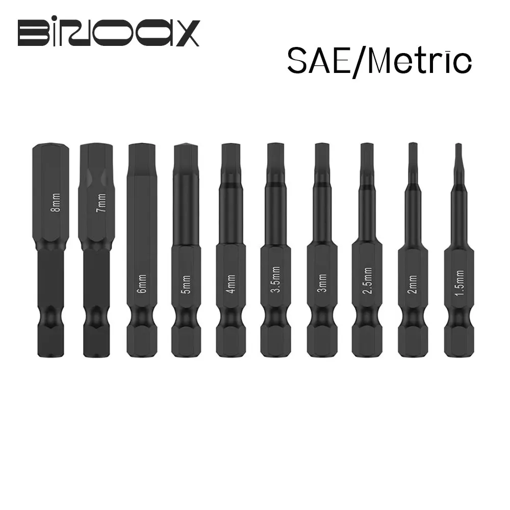 10 Pcs SAE/Metric Hex Head Allen Wrench Drill Bit Set 1/4\