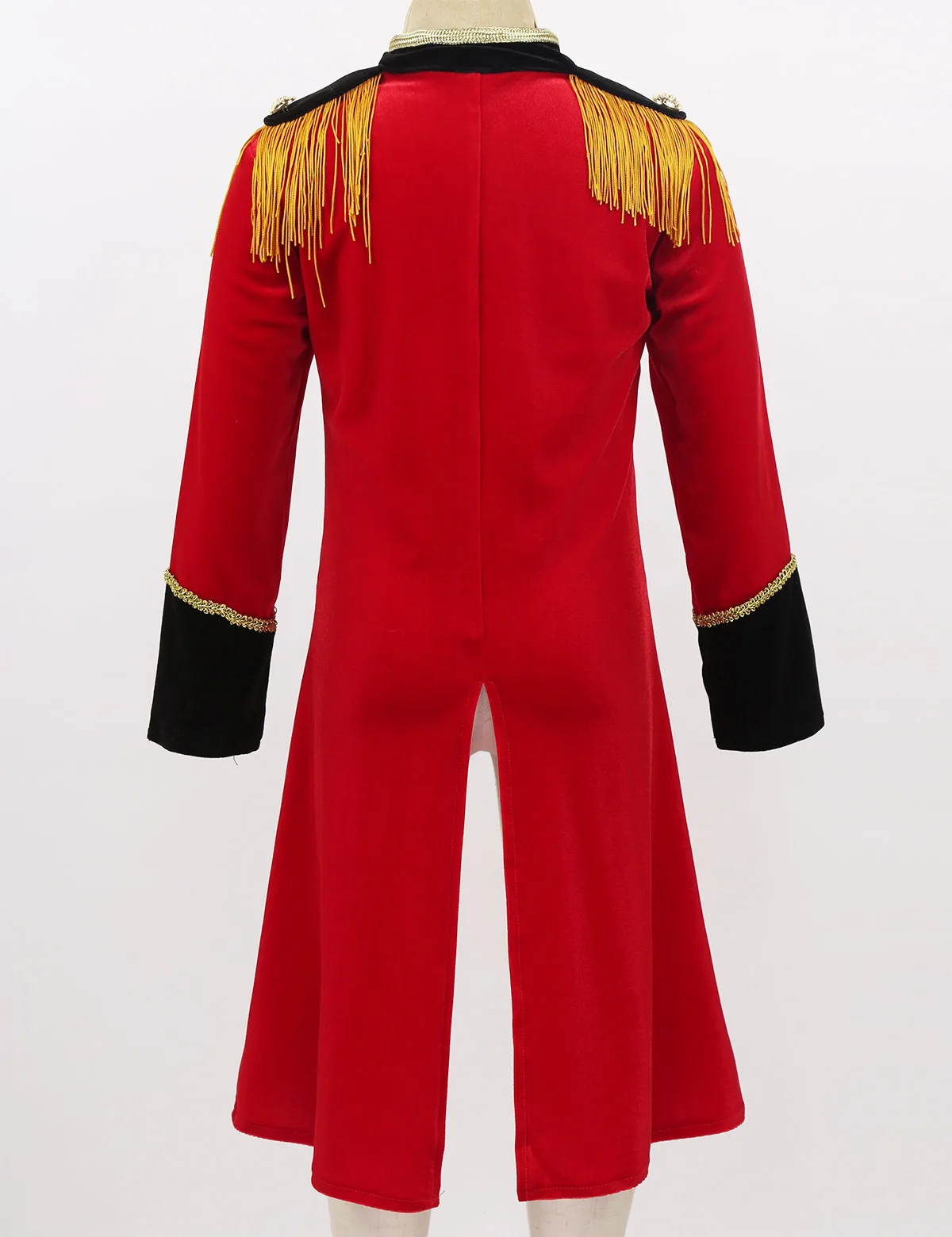 Boy Circus Ringmaster Cosplay Costume Halloween Theme Party Magician Dress Up Coat Long Sleeve Tassel Tailcoat with Felt Hat