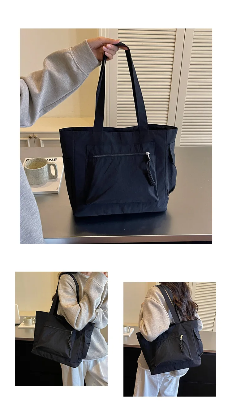Neue modische Nylon-Schultertasche, große Kapazität, leichte, lässige Alltagstasche, Umhängetasche für Damen – Detail 28