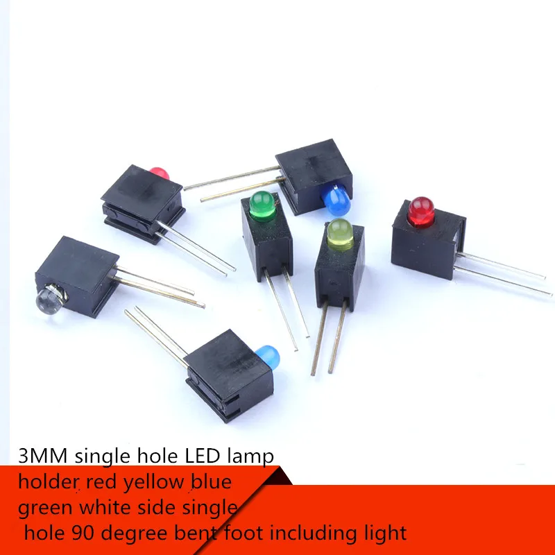 Support de lampe LED à trou unique de 3MM, 10 pièces, rouge jaune bleu vert blanc, côté à trou unique, pied coudé à 90 degrés, lumière incluse