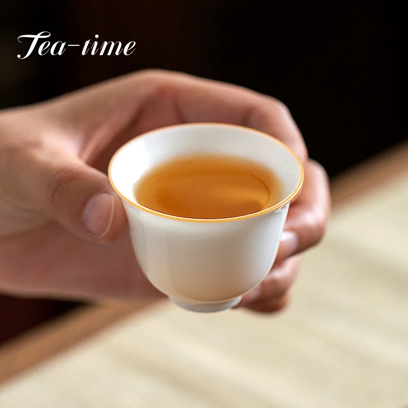 2pc/Set 50ml Dehua White Porcelain Thin Tire Teacups Single Cup Sweet White Master Cup Household Small Tea Cup Kung Fu Teaware