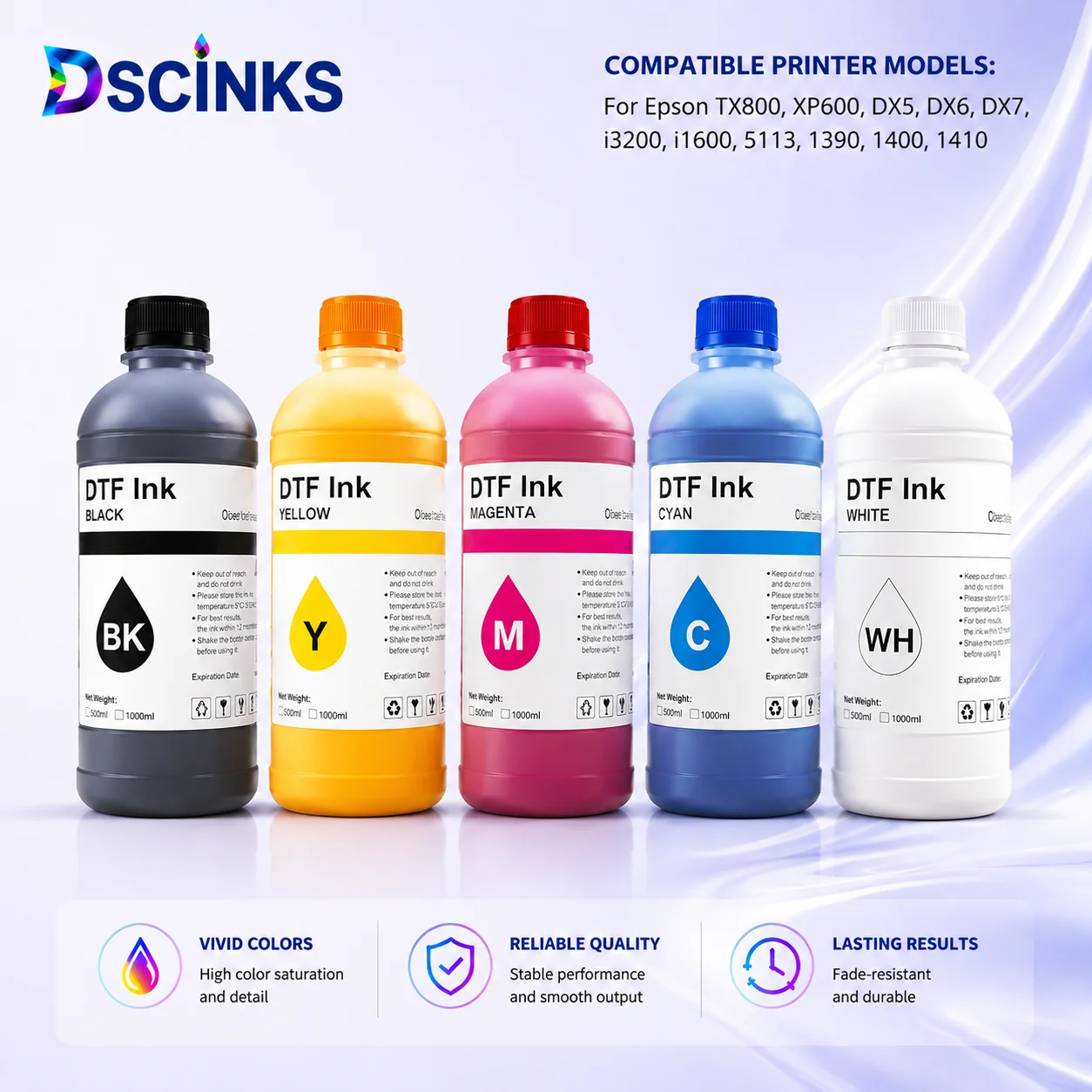 DTF Ink 250/500/1000ML Direct to Transfer Film Ink For Epson Print head i3200 XP600 TX800 L1800 1390 L805 All DTF Ink Printing
