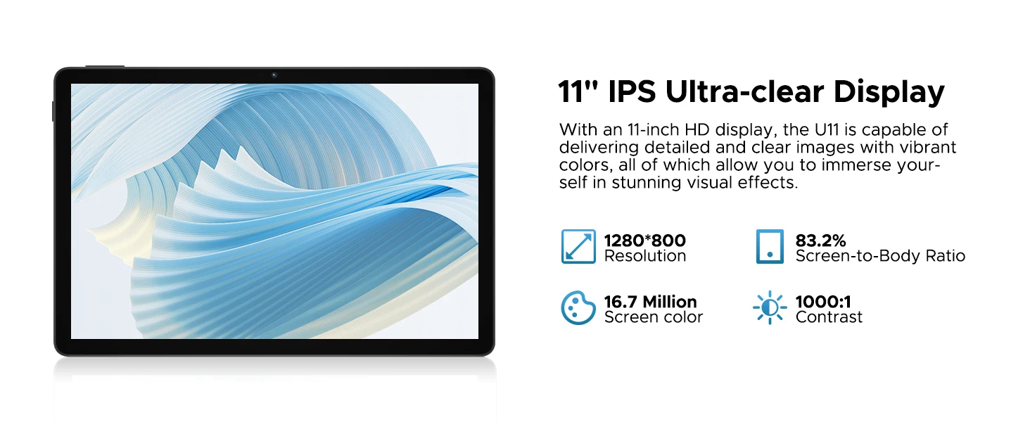 DOOGEE U11 Android 16 Tablet 11'' Ultra-clear 90Hz Display 4GB RAM 128GB ROM 8580mAh Battery Dual Speaker Supports Widevine L1