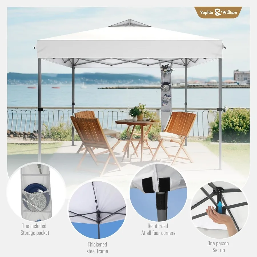 Tienda de campaña con dosel para exteriores, refugio emergente de configuración rápida para una persona de 10x10 pies con patas rectas de alta resistencia, incluye 4 cuerdas tipo sacos de arena