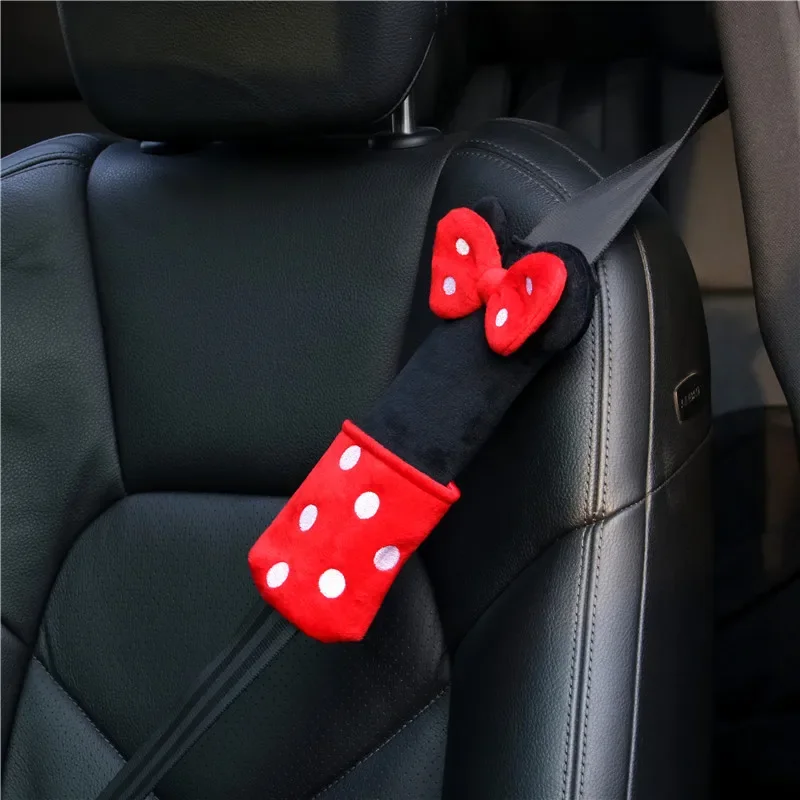 Cartoon Car Safety Seat Belt Cover For Women Children Baby Plush Shoulder Pad Protection Bowknot Padded Girls Car Accessories