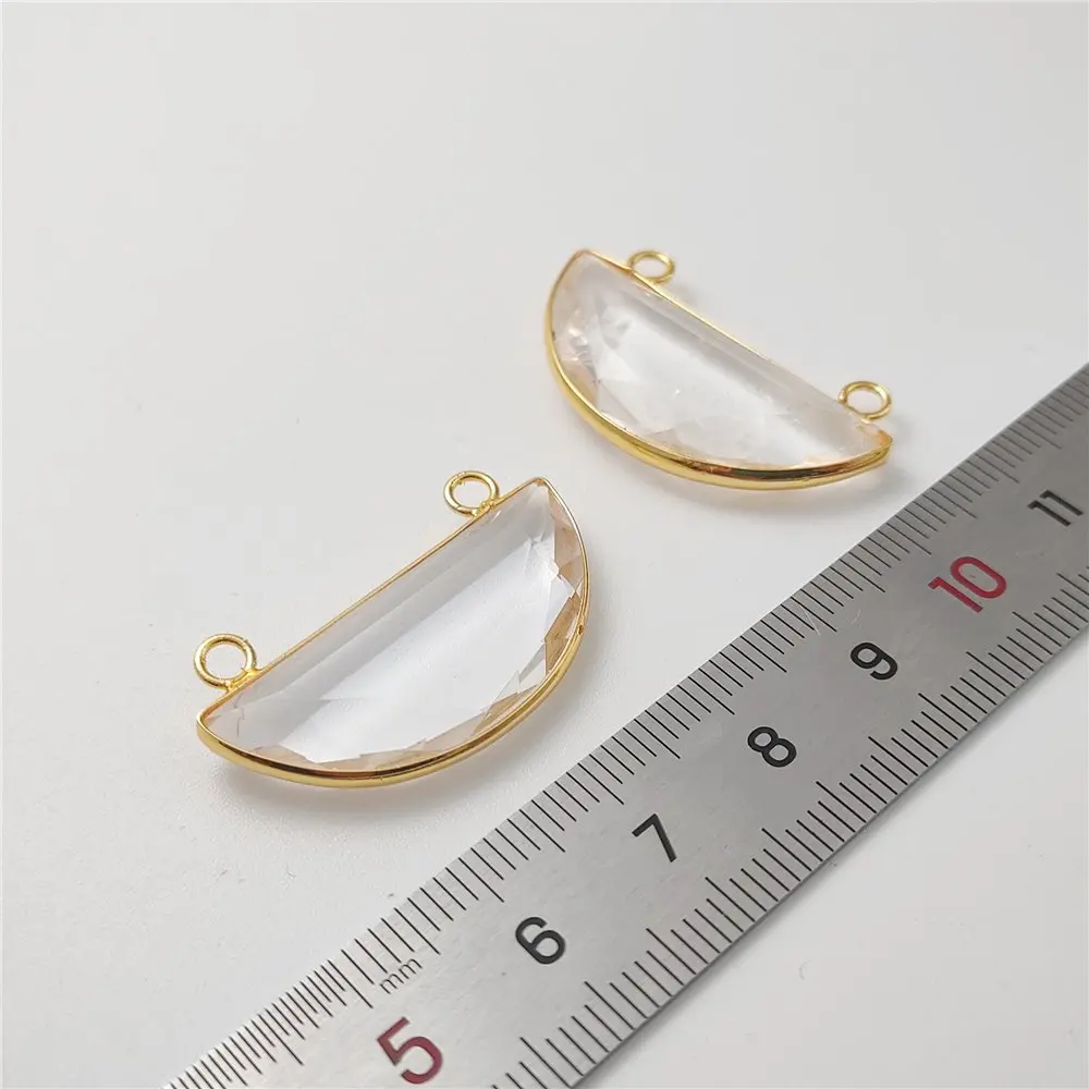 FUWO Half Moon Shape Clear Quartz Pendant Handmade Crafts Natural White Crystal Necklace Accessories PD440 5Pcs/Lot