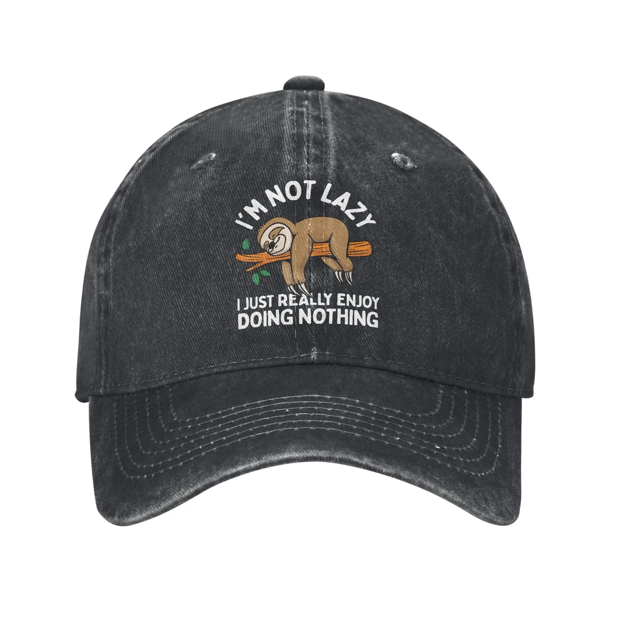 Men Women I'm Not Lazy I Just Really Enjoy Doing Nothing Printed Hats Vintage Distressed Cotton  Baseball Cap Adjustable