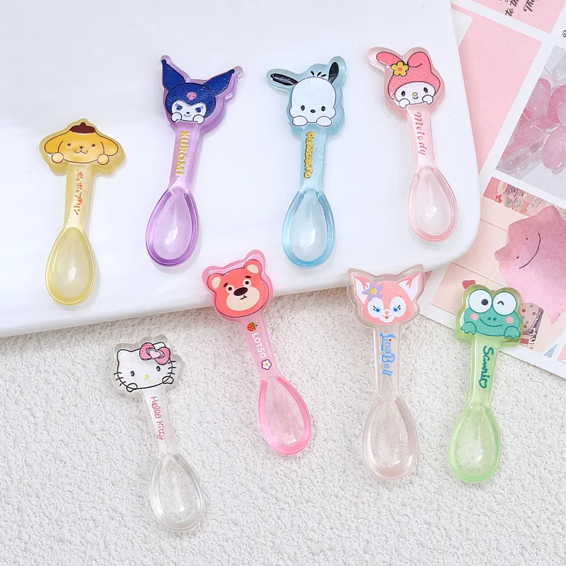 5pcs cute sanrio spoon cartoon resin flatback diy kawaii resin accessories crafts materials scrapbooking embellishment