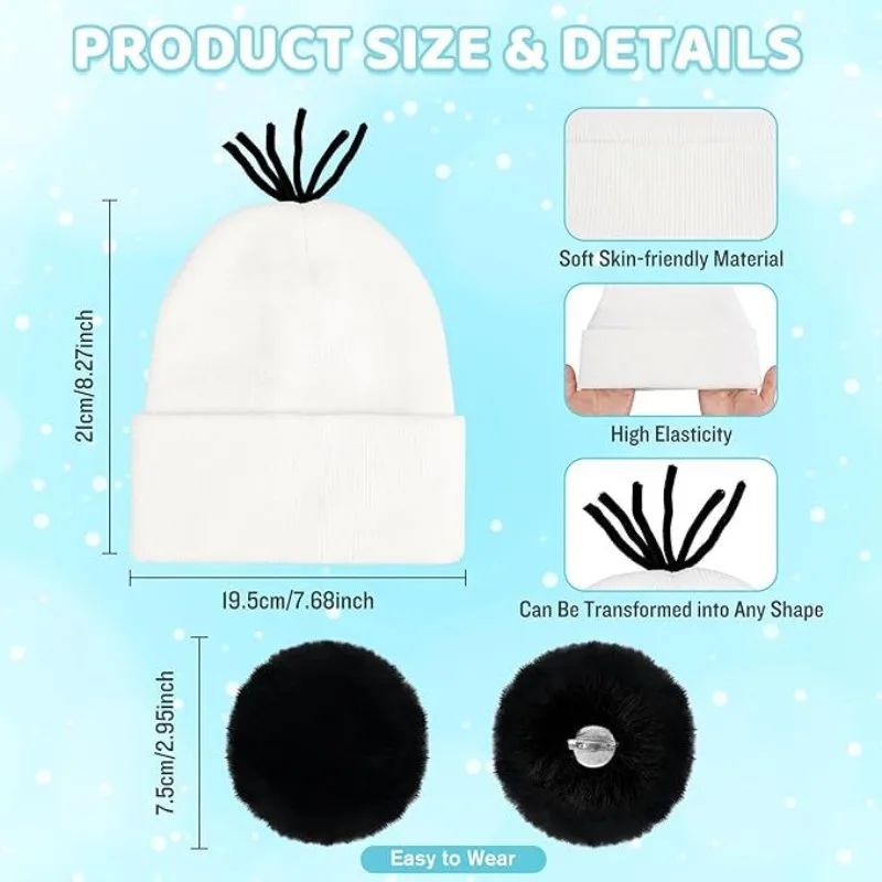 Adult Christmas Snowman Cosplay Complete Set Winter Frost Costume Snowman Hat Red Belt Carrot Nose Scarf Gloves for Holiday