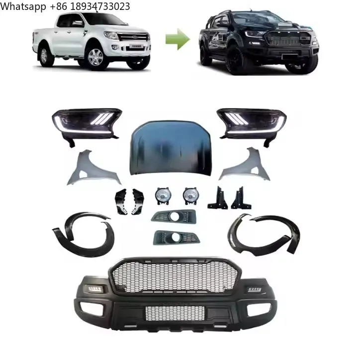 

2012-2016 для FO-RD Ranger T6 RAPTOR, детали кузова автомобиля, модифицированный T6, обновленный передний бампер и комплект фар