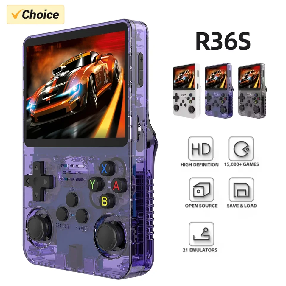 

Retro Handheld Video Game Console 64G/128G R36S 3.5 Inch IPS Screen Portable Pocket Player with Preloaded Linux System Games