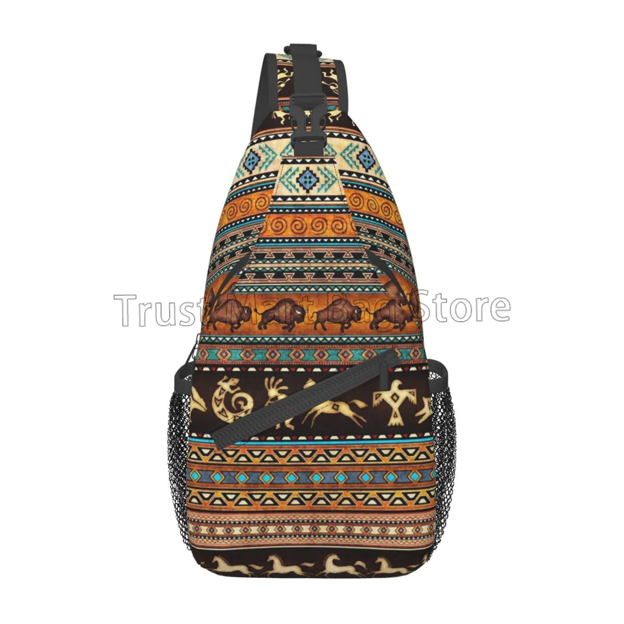 

Vintage Boho Ethnic Pattern Sling Bag Crossbody Backpack Women Men Travel Chest Shoulder Bags for Leisure Sports Running Hiking