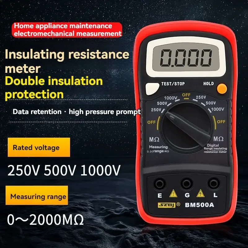 

For BM500A digital insulation resistance tester, electronic shake table, 1000V 250V megohmmeter, resistance meter