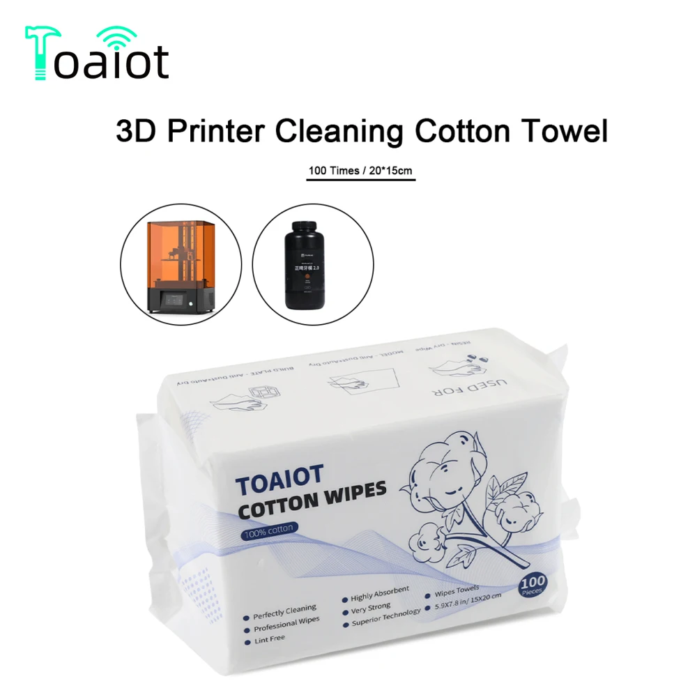 

Light Curing Cleaning Cotton Wipes Cleaning Tool 100%Cotton Super Absorbent Lint Free for Anycubi Elego UV Resin 3D Printer Part